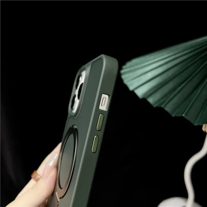 For iPhone 15 Pro Max Case Compatible with MagSafe Skin-Touch TPU+PC Kickstand Phone Cover