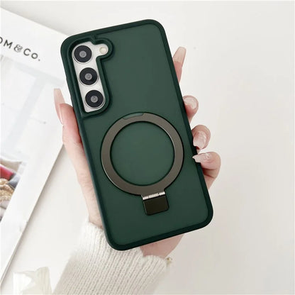For Samsung Galaxy S23+ Case Compatible with MagSafe Skin-Touch TPU+PC Kickstand Phone Cover