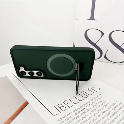 For Samsung Galaxy S23+ Case Compatible with MagSafe Skin-Touch TPU+PC Kickstand Phone Cover