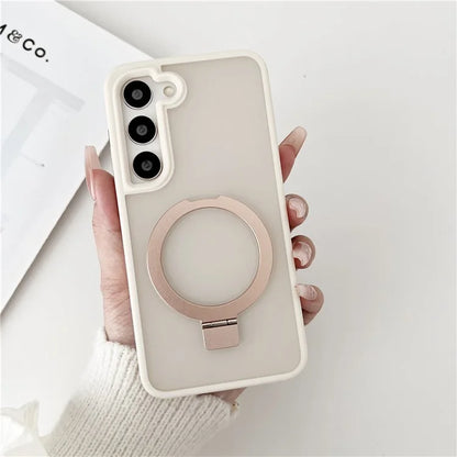 For Samsung Galaxy S23+ Case Compatible with MagSafe Skin-Touch TPU+PC Kickstand Phone Cover