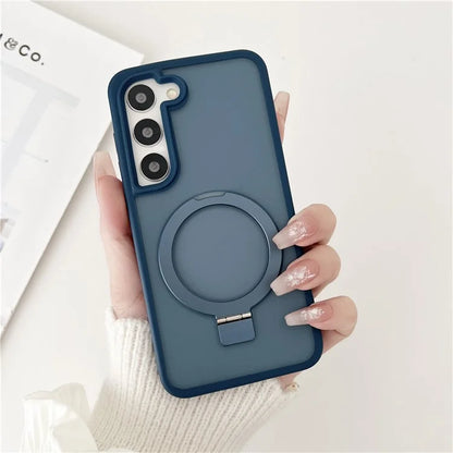 For Samsung Galaxy S23+ Case Compatible with MagSafe Skin-Touch TPU+PC Kickstand Phone Cover