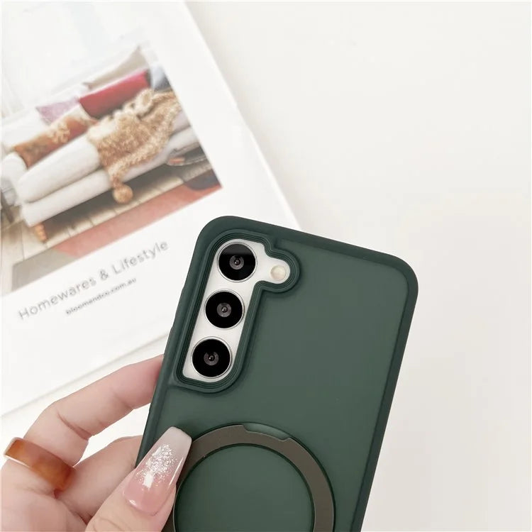 For Samsung Galaxy S23+ Case Compatible with MagSafe Skin-Touch TPU+PC Kickstand Phone Cover