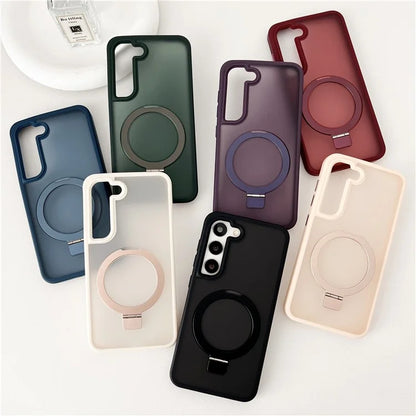 For Samsung Galaxy S23+ Case Compatible with MagSafe Skin-Touch TPU+PC Kickstand Phone Cover
