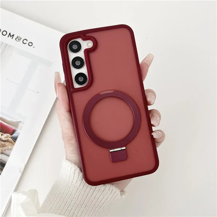 For Samsung Galaxy S23+ Case Compatible with MagSafe Skin-Touch TPU+PC Kickstand Phone Cover