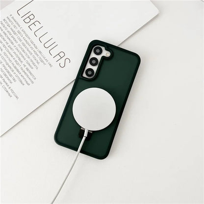 For Samsung Galaxy S23+ Case Compatible with MagSafe Skin-Touch TPU+PC Kickstand Phone Cover