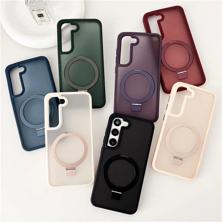 For Samsung Galaxy S23+ Case Compatible with MagSafe Skin-Touch TPU+PC Kickstand Phone Cover