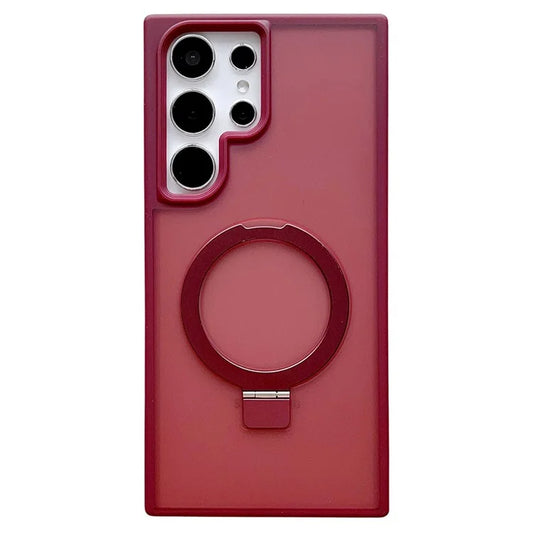 For Samsung Galaxy S24 Ultra Case Compatible with MagSafe Skin-Touch TPU+PC Kickstand Phone Cover