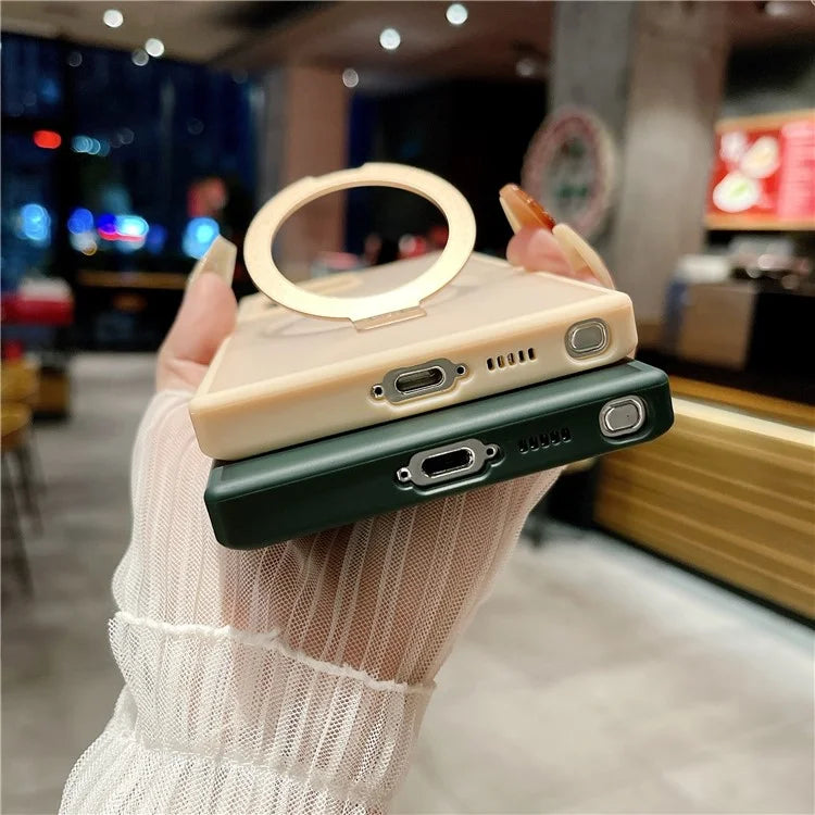 For Samsung Galaxy S24 Ultra Case Compatible with MagSafe Skin-Touch TPU+PC Kickstand Phone Cover
