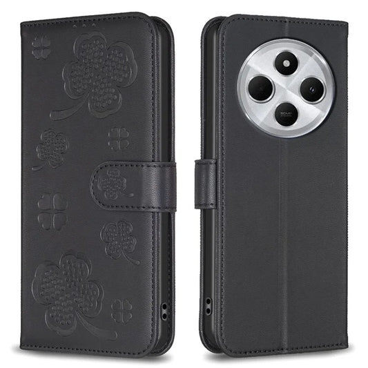 For Xiaomi Redmi 14C 4G Case Clover Pattern Wallet Stand View Leather Phone Cover