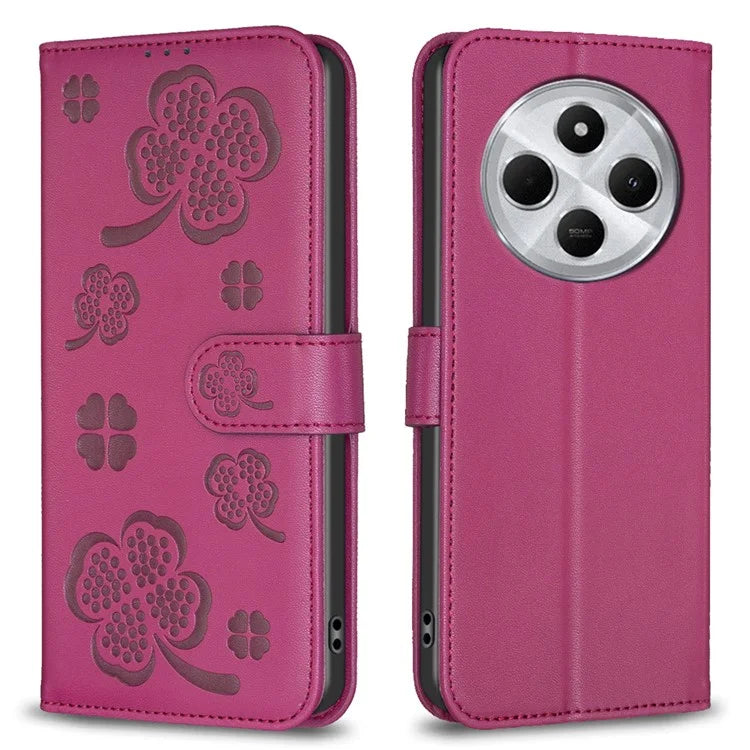 For Xiaomi Redmi 14C 4G Case Clover Pattern Wallet Stand View Leather Phone Cover