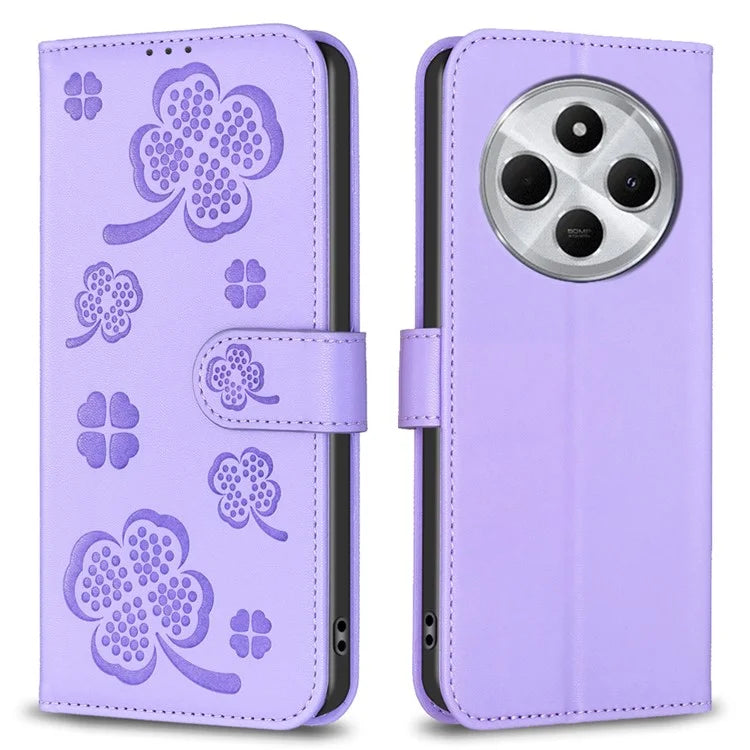 For Xiaomi Redmi 14C 4G Case Clover Pattern Wallet Stand View Leather Phone Cover