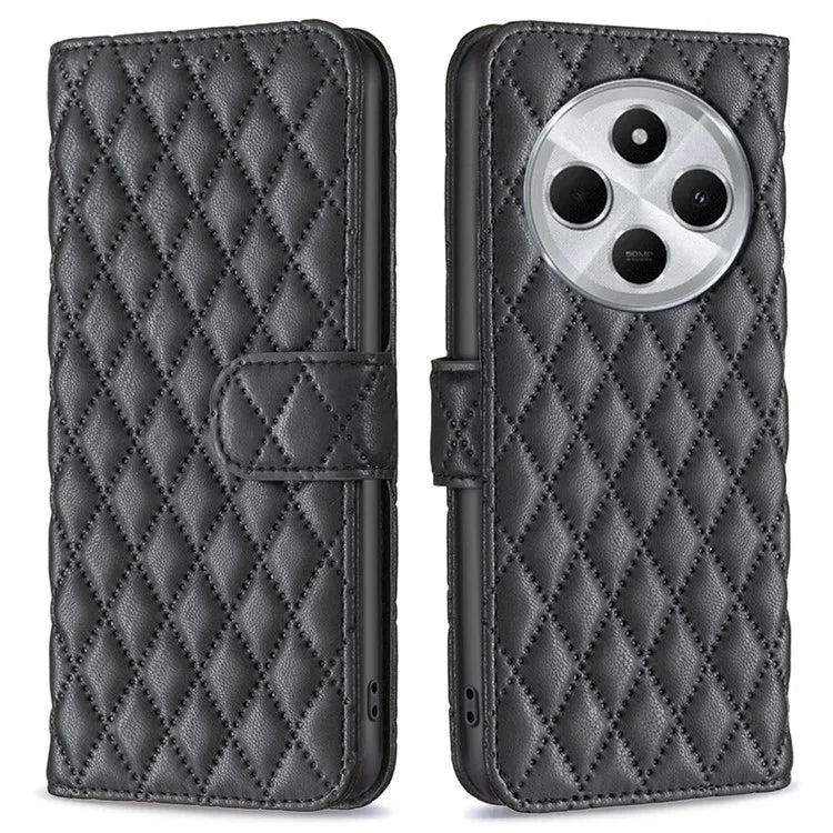 BINFEN COLOR BF Style-14 For Xiaomi Redmi 14C 4G Case Rhombus Phone Leather Cover Stand