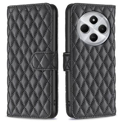 BINFEN COLOR BF Style-14 For Xiaomi Redmi 14C 4G Case Rhombus Phone Leather Cover Stand