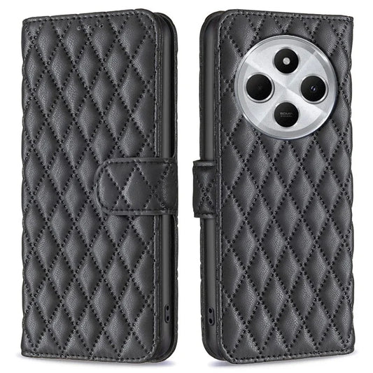 BINFEN COLOR BF Style-14 For Xiaomi Redmi 14C 4G Case Rhombus Phone Leather Cover Stand