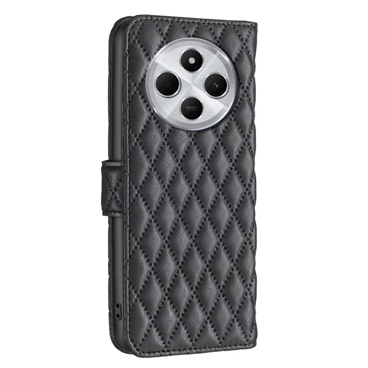 BINFEN COLOR BF Style-14 For Xiaomi Redmi 14C 4G Case Rhombus Phone Leather Cover Stand