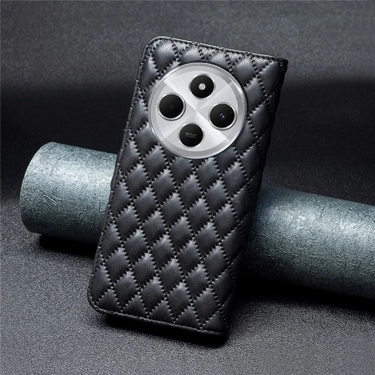 BINFEN COLOR BF Style-14 For Xiaomi Redmi 14C 4G Case Rhombus Phone Leather Cover Stand