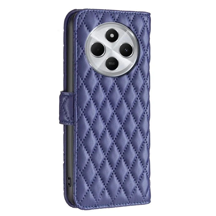 BINFEN COLOR BF Style-14 For Xiaomi Redmi 14C 4G Case Rhombus Phone Leather Cover Stand