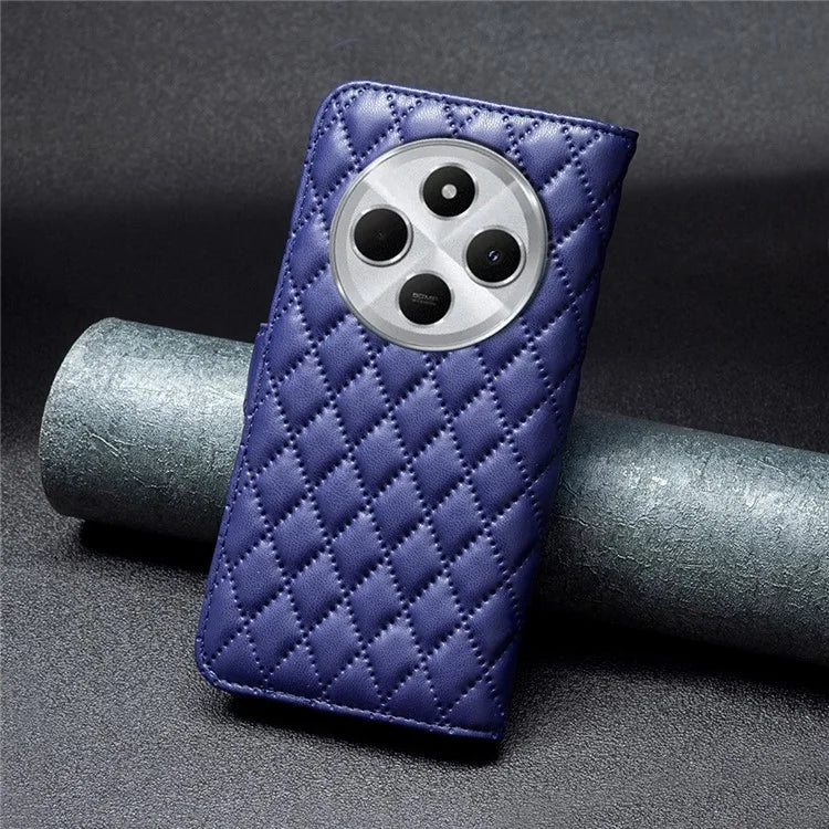 BINFEN COLOR BF Style-14 For Xiaomi Redmi 14C 4G Case Rhombus Phone Leather Cover Stand