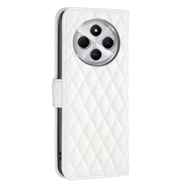 BINFEN COLOR BF Style-14 For Xiaomi Redmi 14C 4G Case Rhombus Phone Leather Cover Stand