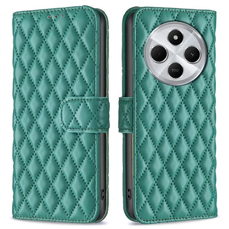 BINFEN COLOR BF Style-14 For Xiaomi Redmi 14C 4G Case Rhombus Phone Leather Cover Stand