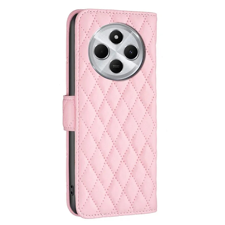 BINFEN COLOR BF Style-14 For Xiaomi Redmi 14C 4G Case Rhombus Phone Leather Cover Stand