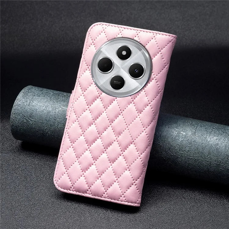 BINFEN COLOR BF Style-14 For Xiaomi Redmi 14C 4G Case Rhombus Phone Leather Cover Stand