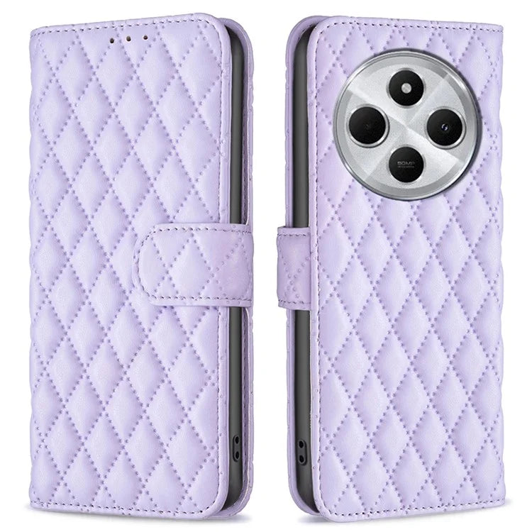 BINFEN COLOR BF Style-14 For Xiaomi Redmi 14C 4G Case Rhombus Phone Leather Cover Stand