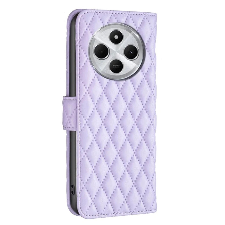 BINFEN COLOR BF Style-14 For Xiaomi Redmi 14C 4G Case Rhombus Phone Leather Cover Stand
