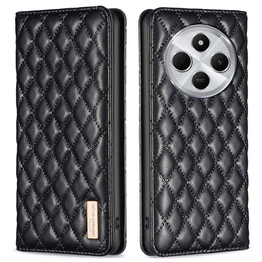 BINFEN COLOR BF Style-16 For Xiaomi Redmi 14C 4G Case Card Slots Rhombus Leather Cover