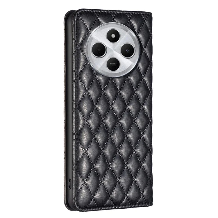 BINFEN COLOR BF Style-16 For Xiaomi Redmi 14C 4G Case Card Slots Rhombus Leather Cover