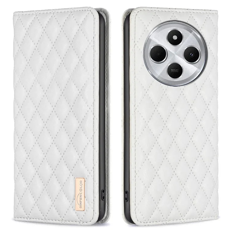 BINFEN COLOR BF Style-16 For Xiaomi Redmi 14C 4G Case Card Slots Rhombus Leather Cover