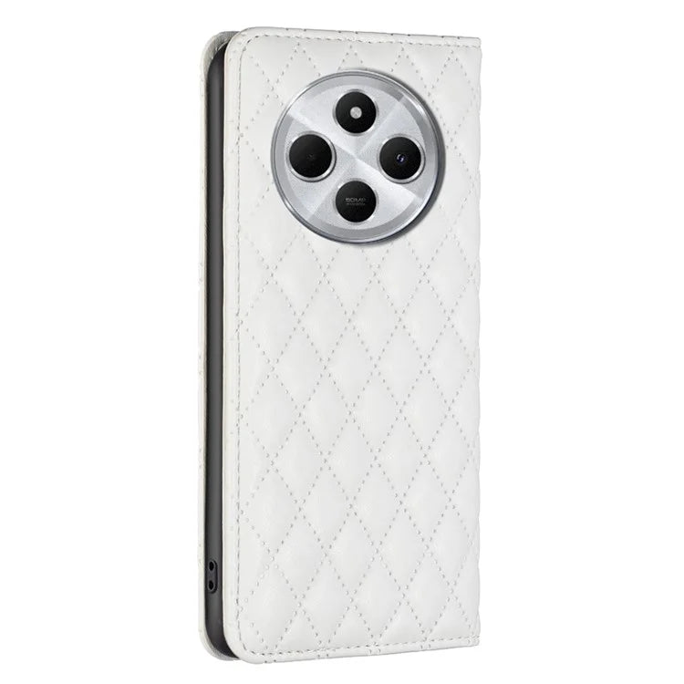 BINFEN COLOR BF Style-16 For Xiaomi Redmi 14C 4G Case Card Slots Rhombus Leather Cover