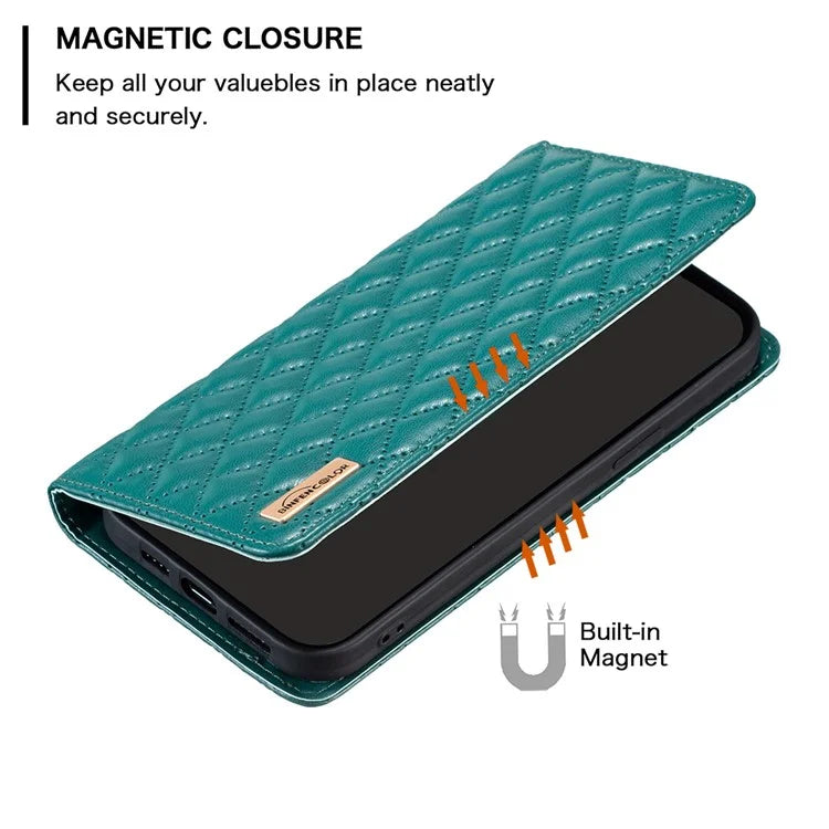 BINFEN COLOR BF Style-16 For Xiaomi Redmi 14C 4G Case Card Slots Rhombus Leather Cover