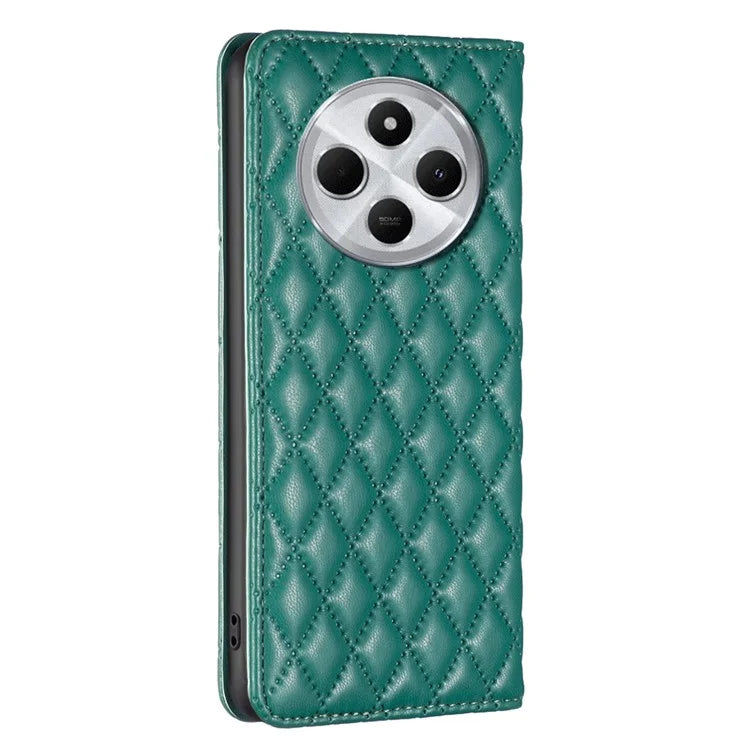 BINFEN COLOR BF Style-16 For Xiaomi Redmi 14C 4G Case Card Slots Rhombus Leather Cover