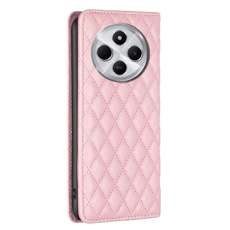 BINFEN COLOR BF Style-16 For Xiaomi Redmi 14C 4G Case Card Slots Rhombus Leather Cover
