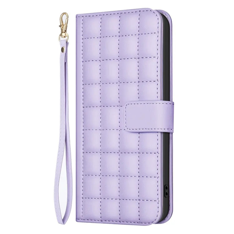 BINFEN COLOR BF34 for Xiaomi Redmi 14C 4G Leather Case Wallet Square Grid Phone Cover
