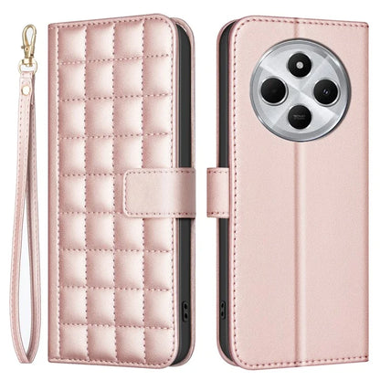 BINFEN COLOR BF34 for Xiaomi Redmi 14C 4G Leather Case Wallet Square Grid Phone Cover