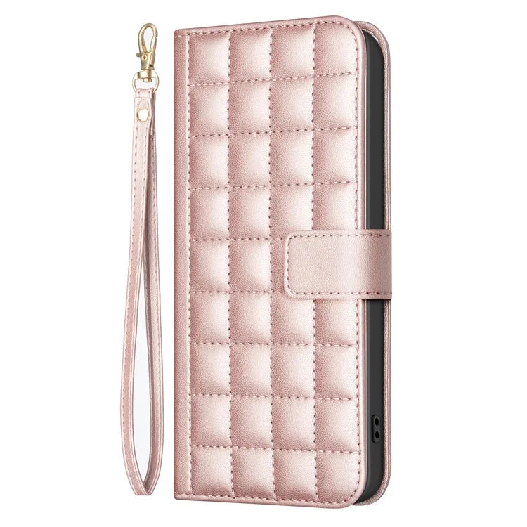 BINFEN COLOR BF34 for Xiaomi Redmi 14C 4G Leather Case Wallet Square Grid Phone Cover