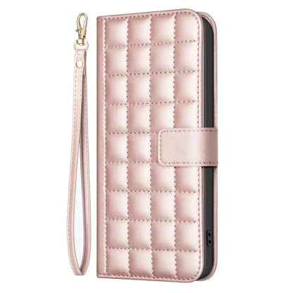 BINFEN COLOR BF34 for Xiaomi Redmi 14C 4G Leather Case Wallet Square Grid Phone Cover