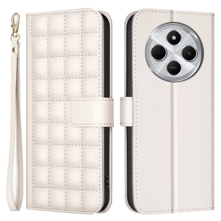 BINFEN COLOR BF34 for Xiaomi Redmi 14C 4G Leather Case Wallet Square Grid Phone Cover