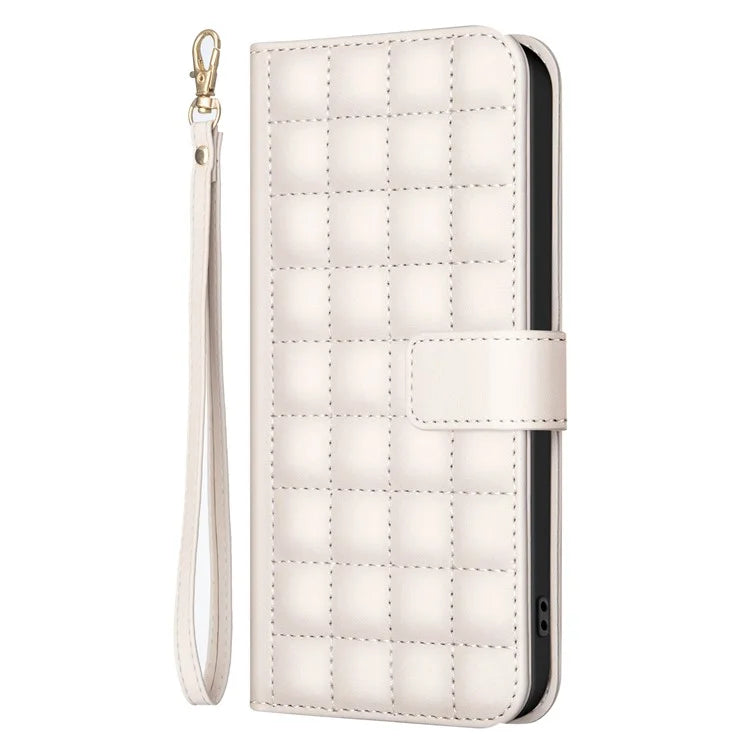 BINFEN COLOR BF34 for Xiaomi Redmi 14C 4G Leather Case Wallet Square Grid Phone Cover