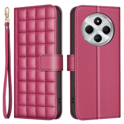 BINFEN COLOR BF34 for Xiaomi Redmi 14C 4G Leather Case Wallet Square Grid Phone Cover