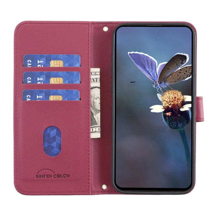 BINFEN COLOR BF34 for Xiaomi Redmi 14C 4G Leather Case Wallet Square Grid Phone Cover