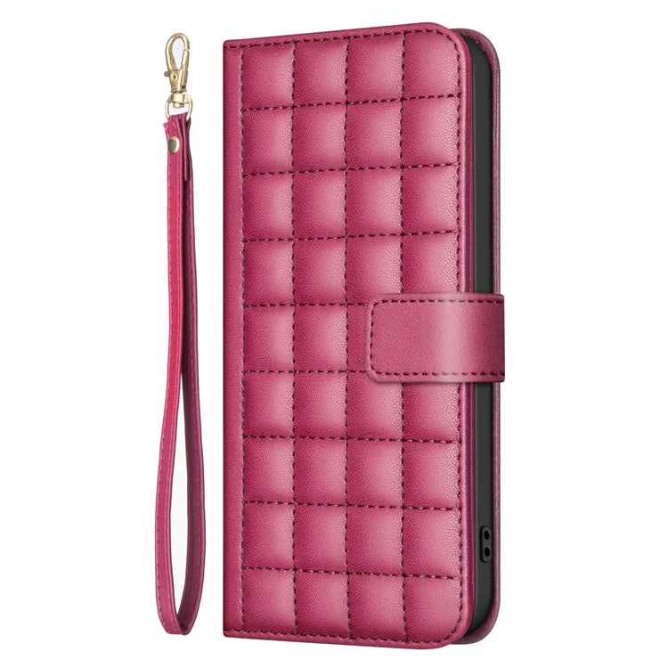 BINFEN COLOR BF34 for Xiaomi Redmi 14C 4G Leather Case Wallet Square Grid Phone Cover