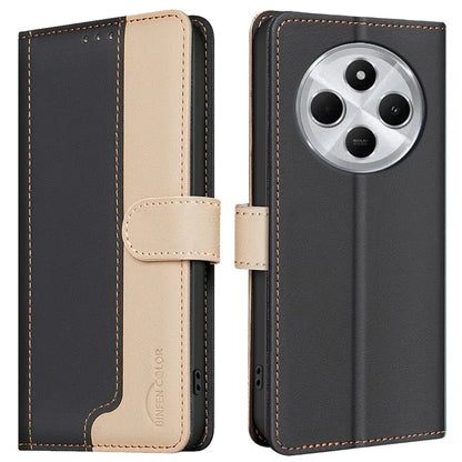 BINFEN COLOR BF33 Case for Xiaomi Redmi 14C 4G Leather Case Splicing Color RFID Blocking
