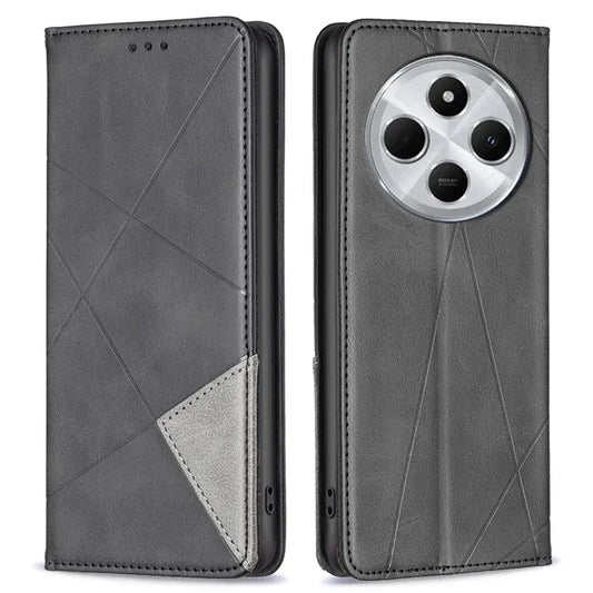 For Xiaomi Redmi 14C 4G Case Card Slots Geometry Imprint Leather Phone Cover