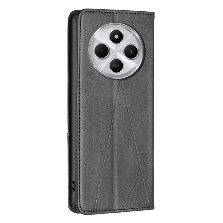 For Xiaomi Redmi 14C 4G Case Card Slots Geometry Imprint Leather Phone Cover