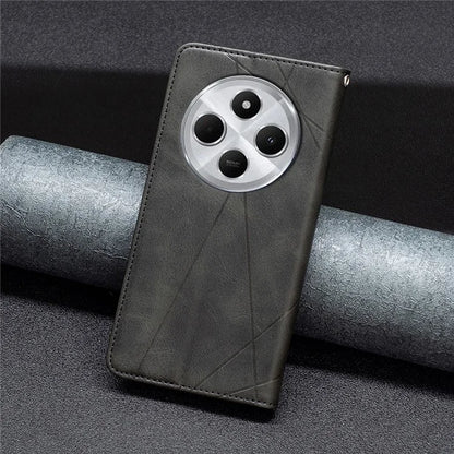 For Xiaomi Redmi 14C 4G Case Card Slots Geometry Imprint Leather Phone Cover