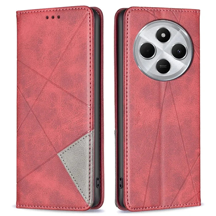 For Xiaomi Redmi 14C 4G Case Card Slots Geometry Imprint Leather Phone Cover