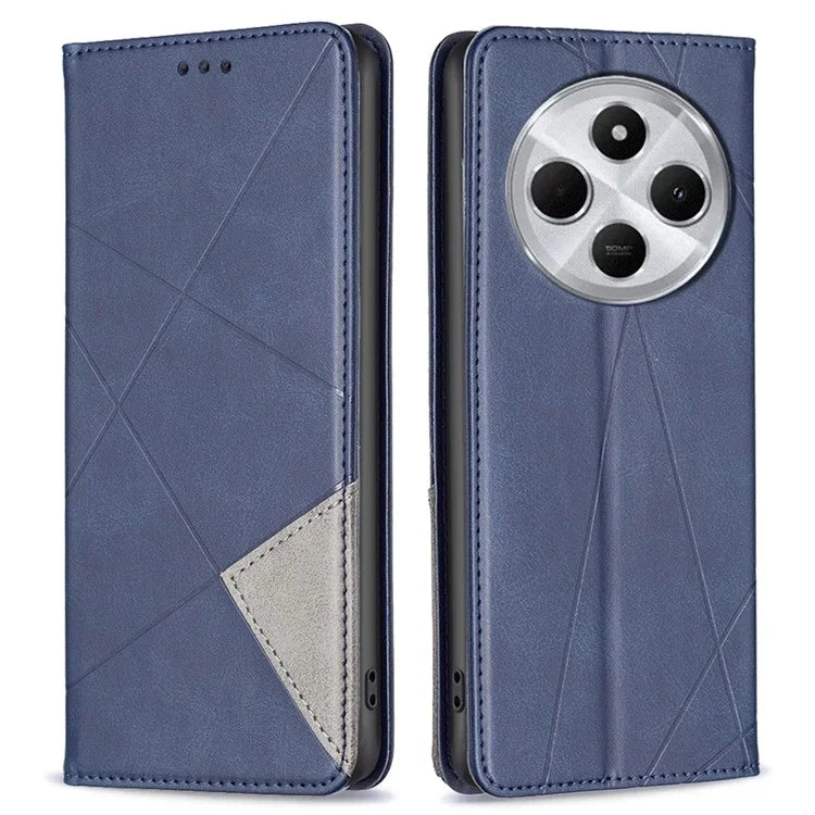 For Xiaomi Redmi 14C 4G Case Card Slots Geometry Imprint Leather Phone Cover